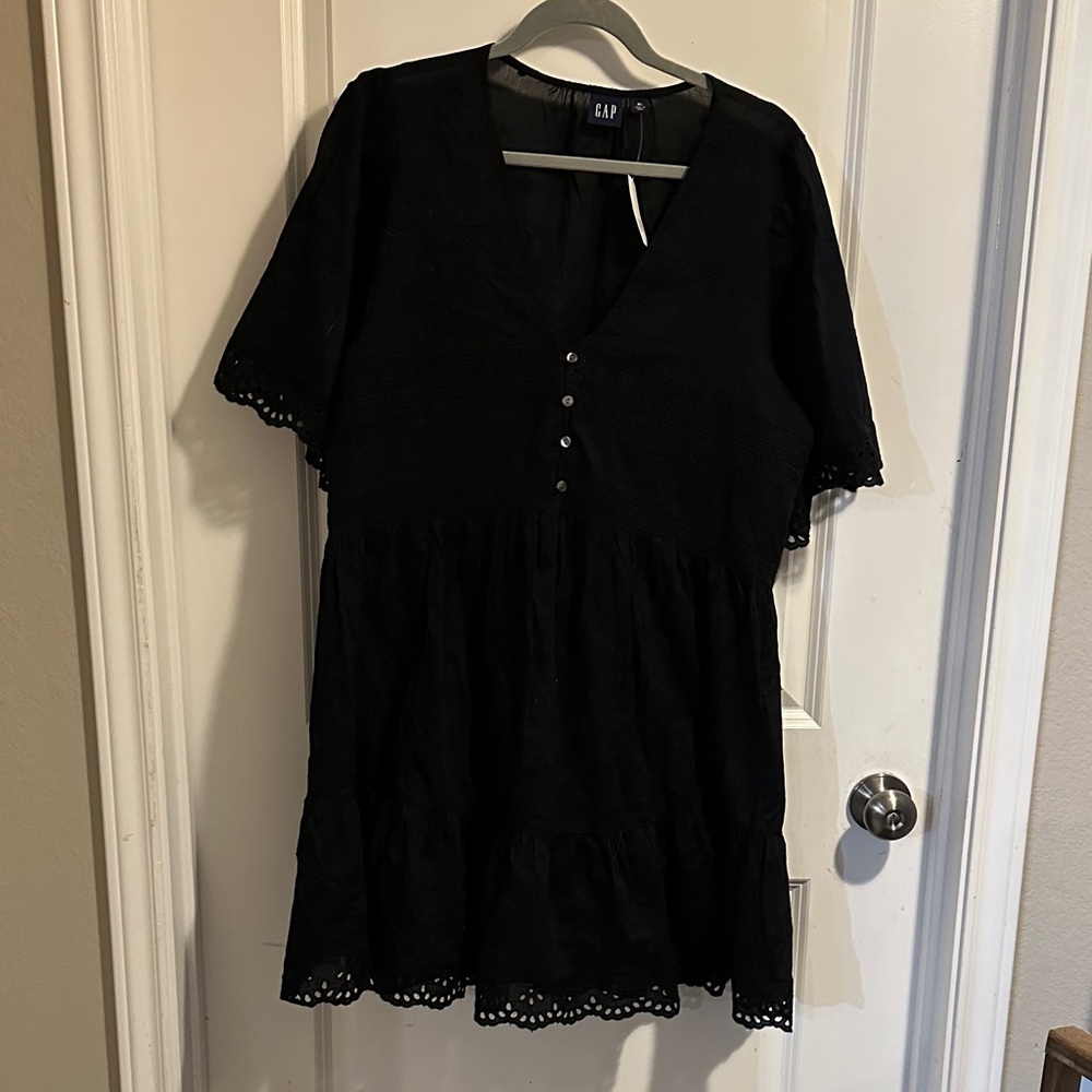 GAP Elegant Black Eyelet Dress